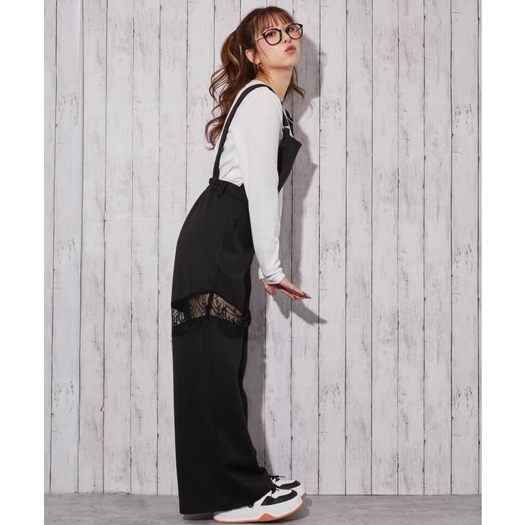 《裏毛素材×レース切替》ワイドサロペット パンツ オールインワン 春◎ | GORGE  | 詳細画像12 