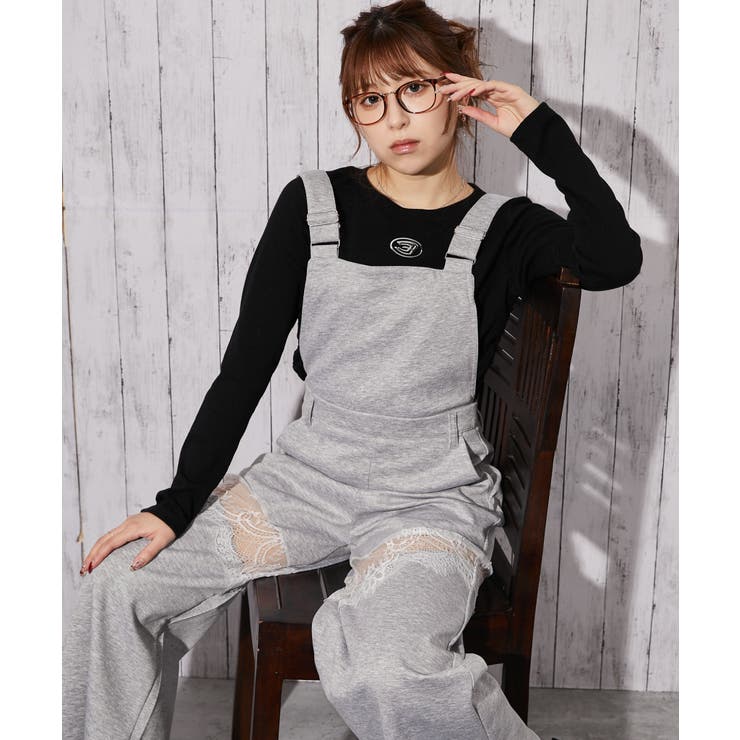 《裏毛素材×レース切替》ワイドサロペット パンツ オールインワン 春◎ | GORGE  | 詳細画像4 