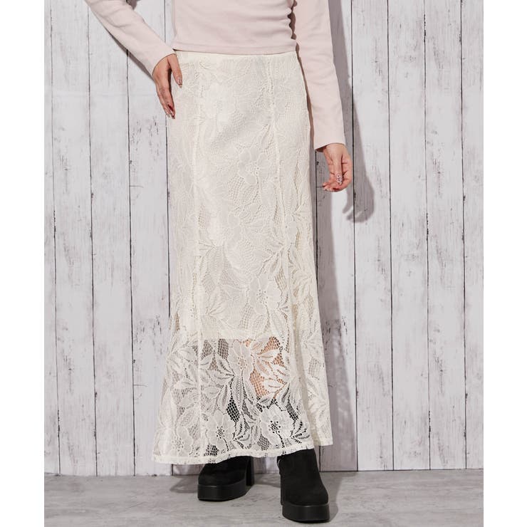 オフホワイト | 《総レース×マーメイド》ロングスカート きれいめ フェミニン 春◎ | GORGE 