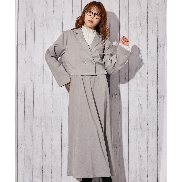 グレー | 《麻調 ワンピース＆ショートジャケット》セットアップ キレイめ×フェミニン | GORGE 