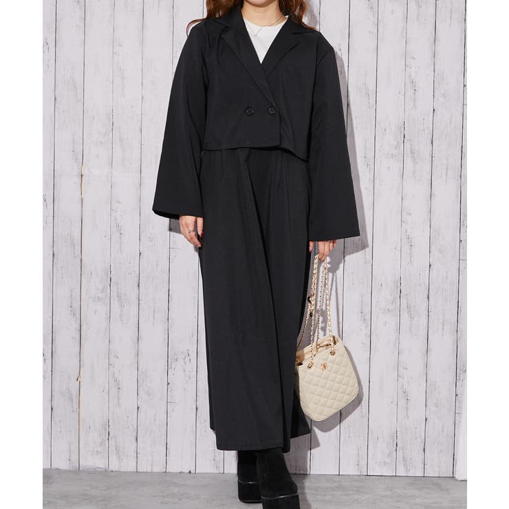 ブラック | 《麻調 ワンピース＆ショートジャケット》セットアップ キレイめ×フェミニン | GORGE 