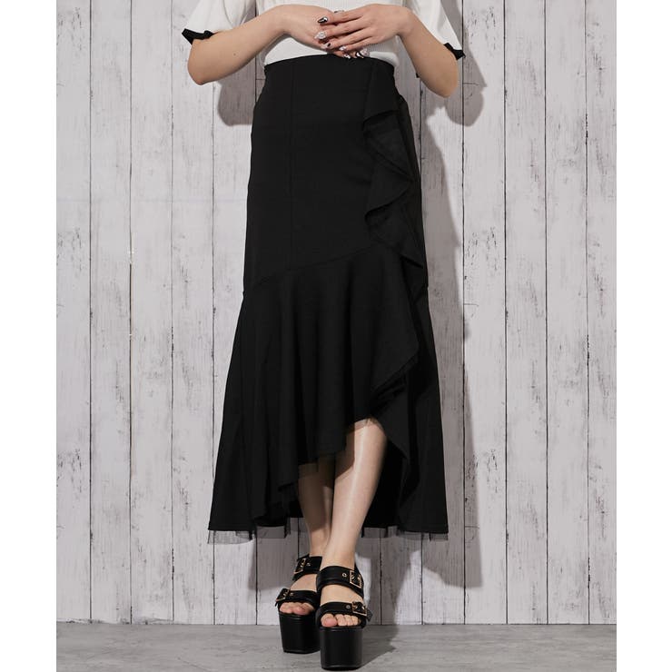 ブラック | 《ラッフルフリル》ロングスカート／フェミニン／春夏秋／全２色 | GORGE 