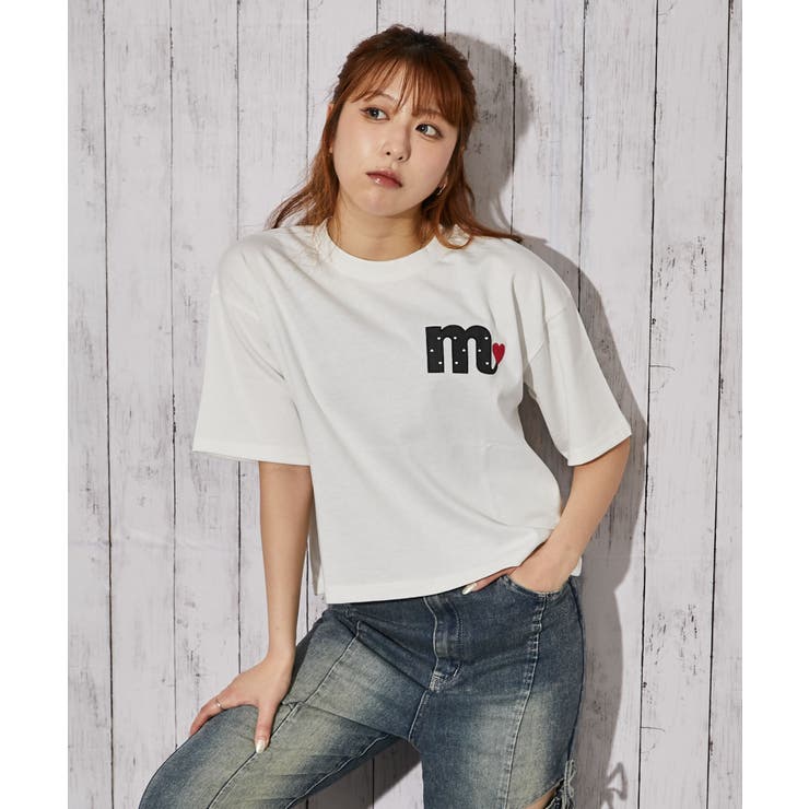 オフホワイト | 《ハートロゴ刺繍》Ｔシャツ／ストリート×フェミニン／春夏／全３色 | GORGE 
