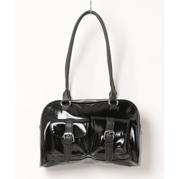 《エナメル調×ツヤ素材》ポケット付きスクエアミニハンドバッグ | GORGE  | 詳細画像6 