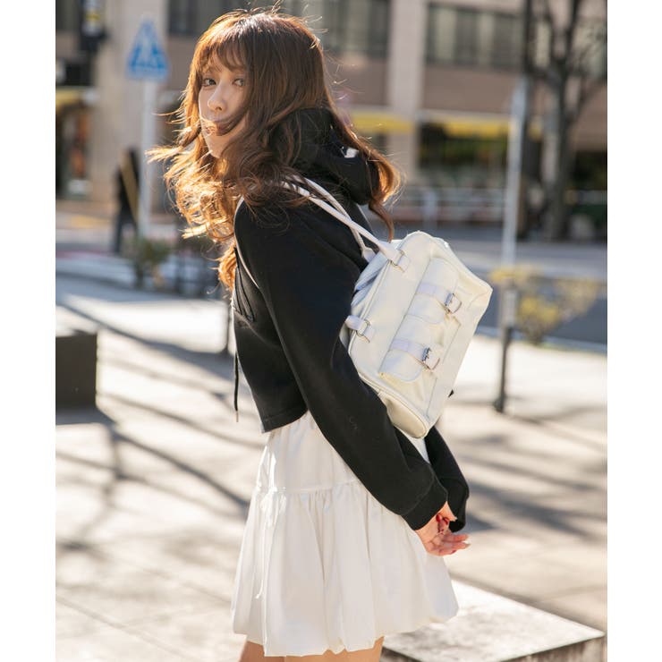 《エナメル調×ツヤ素材》ポケット付きスクエアミニハンドバッグ | GORGE  | 詳細画像3 