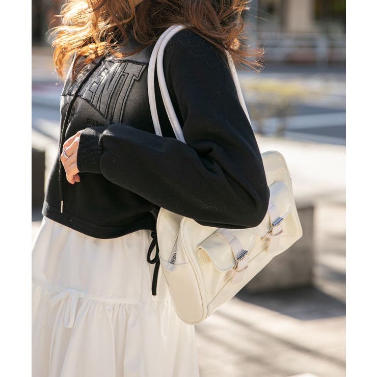 《エナメル調×ツヤ素材》ポケット付きスクエアミニハンドバッグ | GORGE  | 詳細画像4 