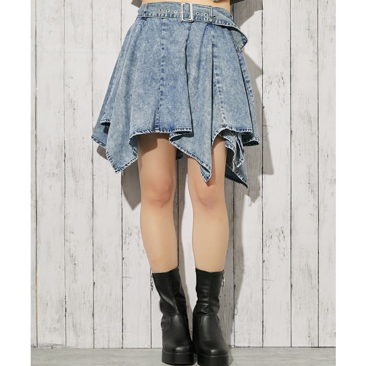 《ベルト付き×アシンメトリー》デニムミニスカート インパン付き オールシーズン | GORGE  | 詳細画像1 