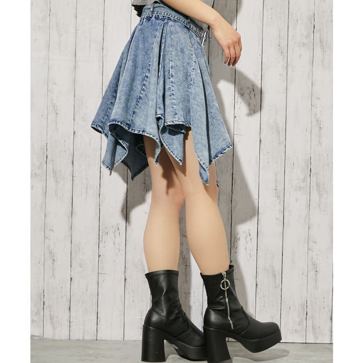 《ベルト付き×アシンメトリー》デニムミニスカート インパン付き オールシーズン | GORGE  | 詳細画像3 