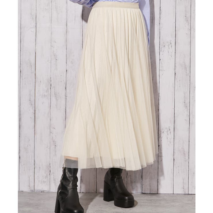 ベージュ | 《チュール・ジルコン》プリーツスカート／ガーリー×フェミニン／春夏秋／全２色 | GORGE 