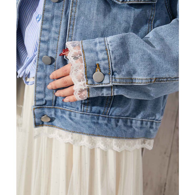《レースヘム・デニム》デニムジャケット／カジュアル×ガーリー／春秋／全２色 | GORGE  | 詳細画像10 