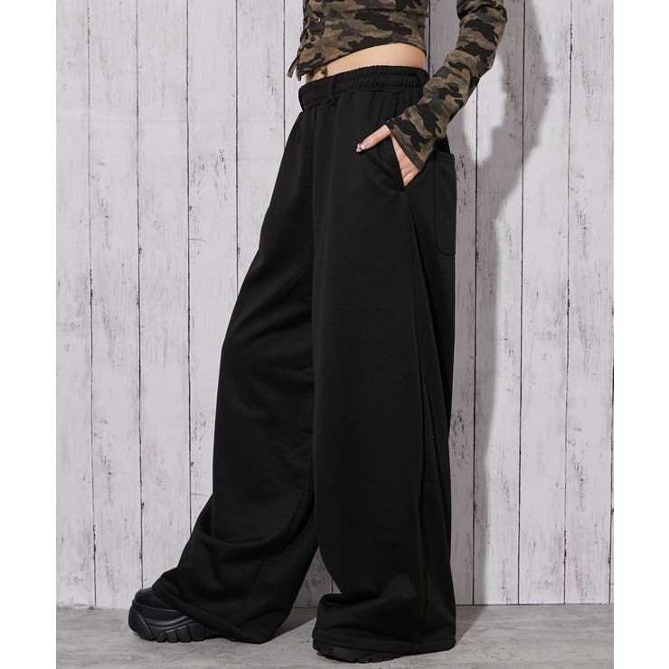 ブラック | 《裏毛素材×スーパーワイド》スウェットパンツ ウエストゴム 春◎ | GORGE 