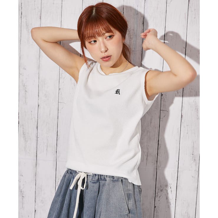 《ワンポイント刺繍×リブ素材》ノースリーブトップス オールシーズン ◎ | GORGE  | 詳細画像5 