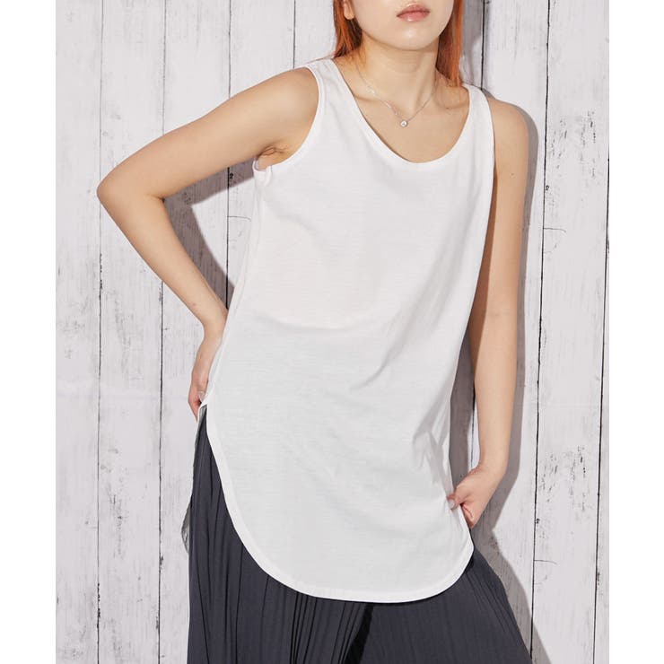 オフホワイト | 《ラウンドヘム シンプル》タンクトップ／カジュアル／春夏秋／全２色 | GORGE 