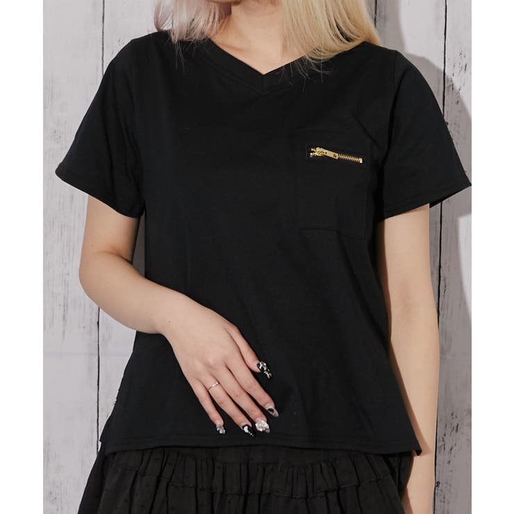 《ＺＩＰポケット・Ｖネック》Ｔシャツ／カジュアル×ストリート／春夏／全３色 | GORGE  | 詳細画像5 