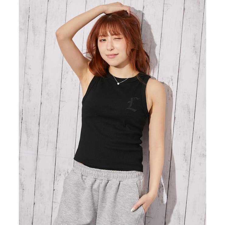 《合皮ロゴ刺繍×リブ素材》ノースリーブトップス タンク オールシーズン◎ | GORGE  | 詳細画像12 