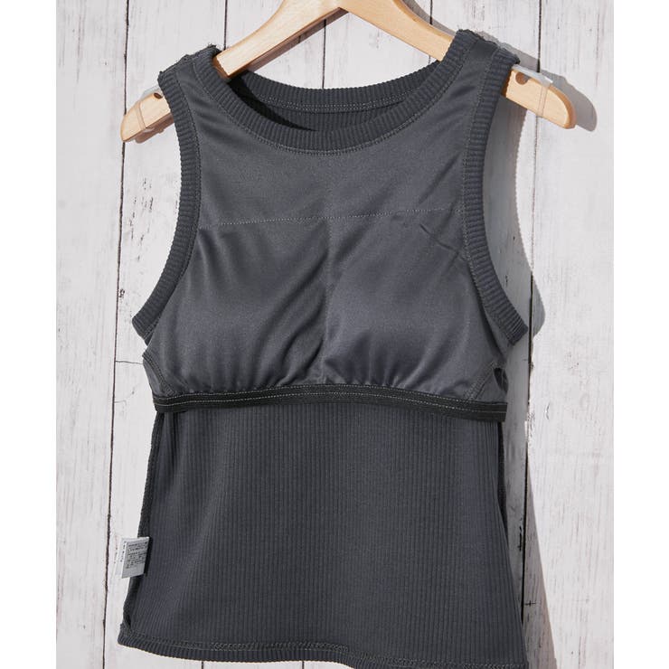 《合皮ロゴ刺繍×リブ素材》ノースリーブトップス タンク オールシーズン◎ | GORGE  | 詳細画像4 