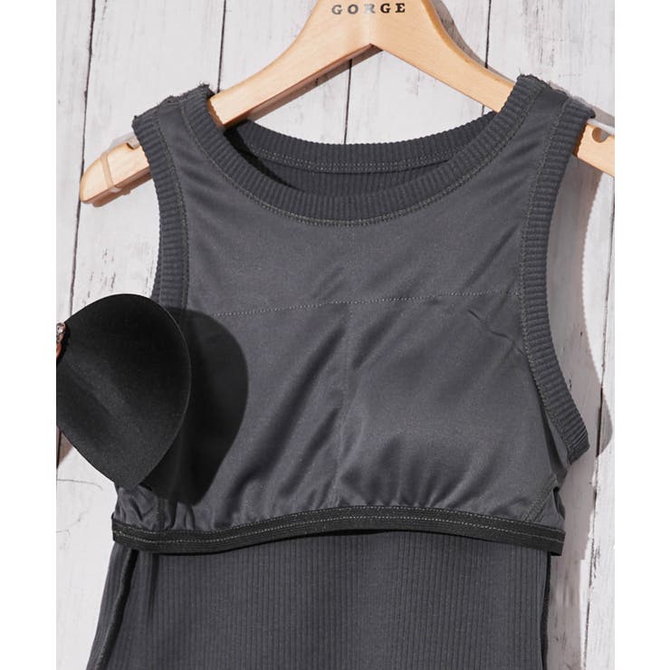 《合皮ロゴ刺繍×リブ素材》ノースリーブトップス タンク オールシーズン◎ | GORGE  | 詳細画像5 