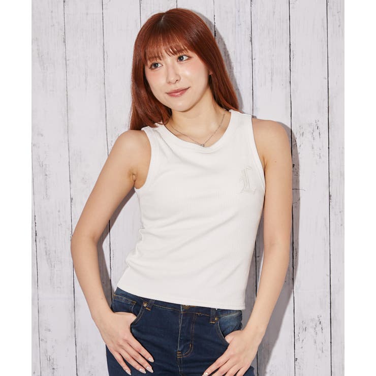 《合皮ロゴ刺繍×リブ素材》ノースリーブトップス タンク オールシーズン◎ | GORGE  | 詳細画像6 
