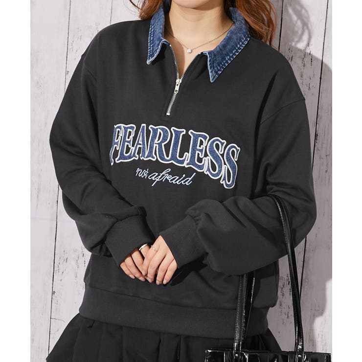 スミクロ | 《デニム襟 ハーフＺＩＰ》トレーナー／カジュアル×ストリート／春秋／全３色 | GORGE 