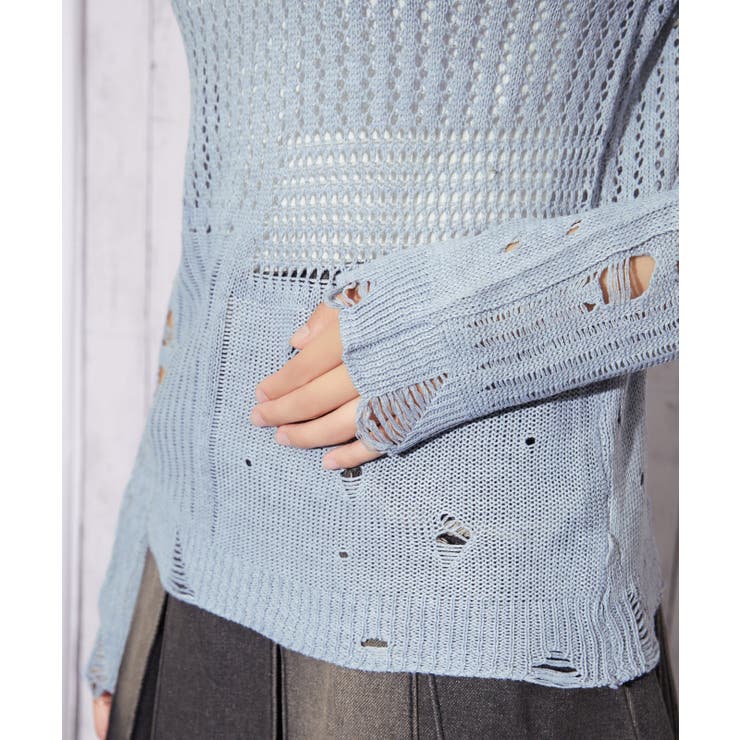 【レイヤード完成 ２点セット】ダメージメッシュニット｜全４色 | GORGE  | 詳細画像21 
