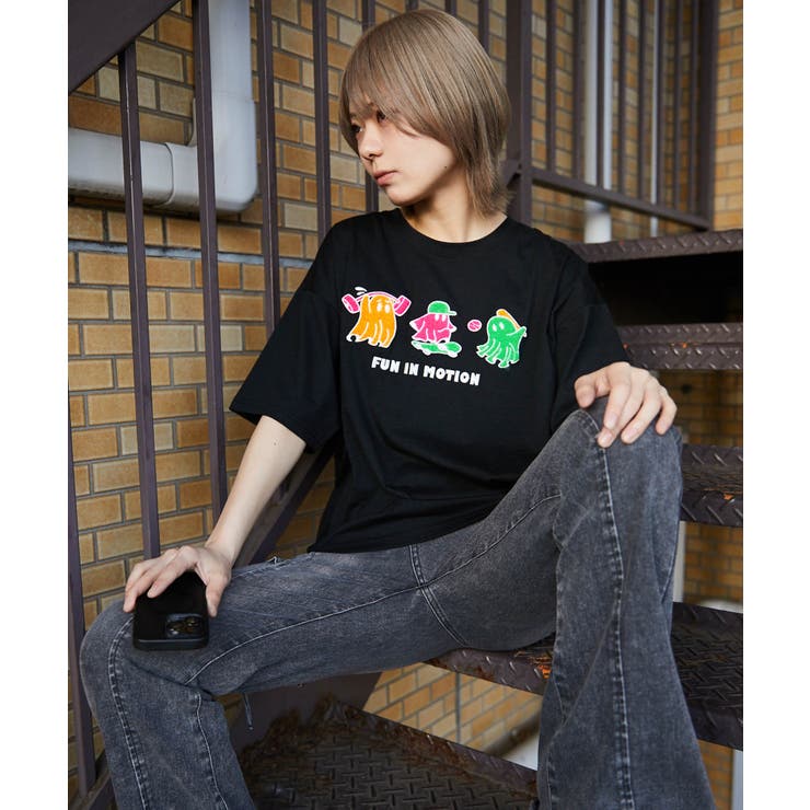 《おばけ×サガラ刺繍》ＢＩＧＴシャツ／ストリート／春夏／全２色 | GORGE  | 詳細画像2 