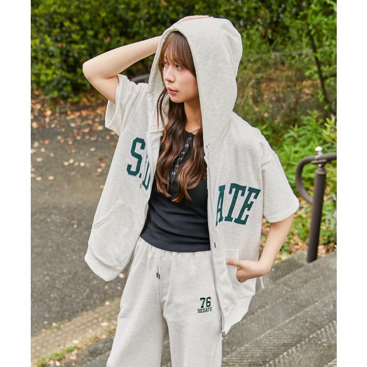《カレッジロゴ×ナンバリング》オーバーサイズＺＩＰパーカー ストリート 春夏秋 | GORGE  | 詳細画像2 