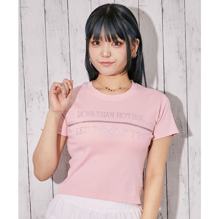 ラインストーン・ロゴ》Tシャツ／ストリート×Y2K／春夏／全3色