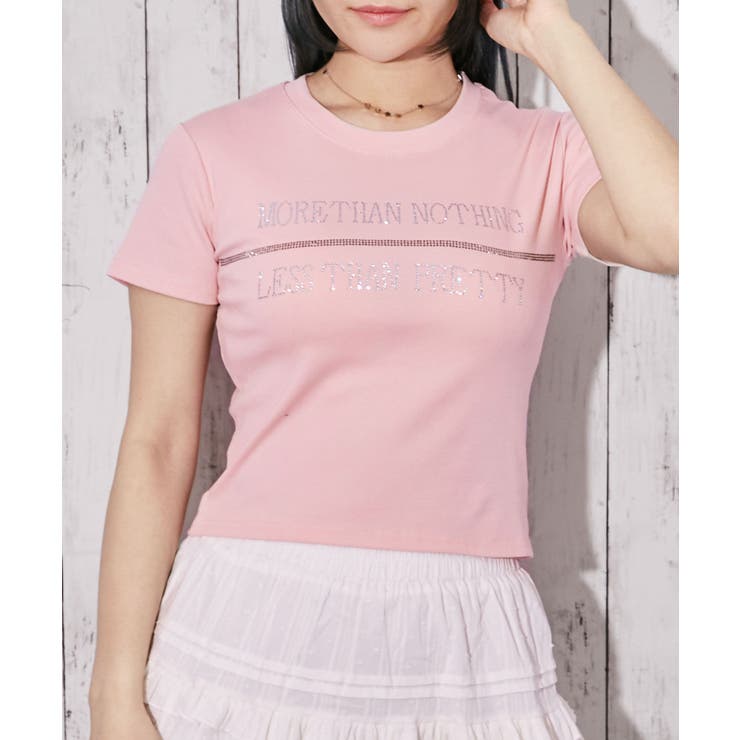 ラインストーン・ロゴ》Tシャツ／ストリート×Y2K／春夏／全3色