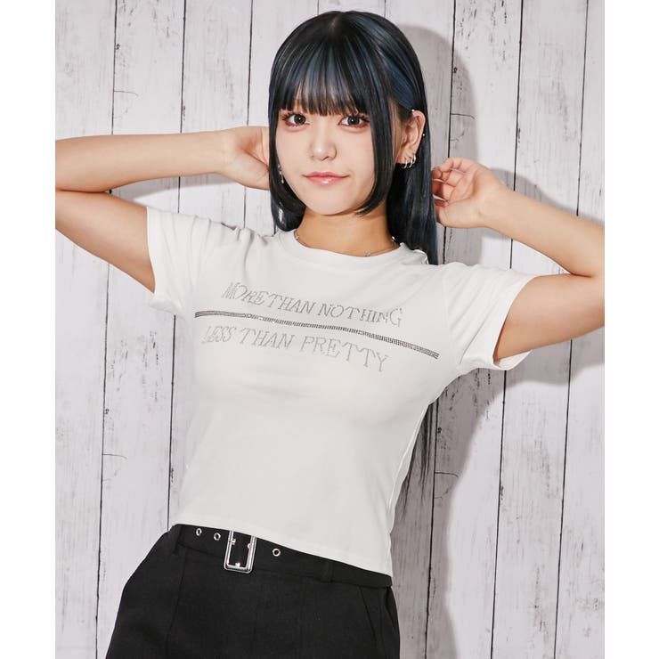 ラインストーン・ロゴ》Tシャツ／ストリート×Y2K／春夏／全3色