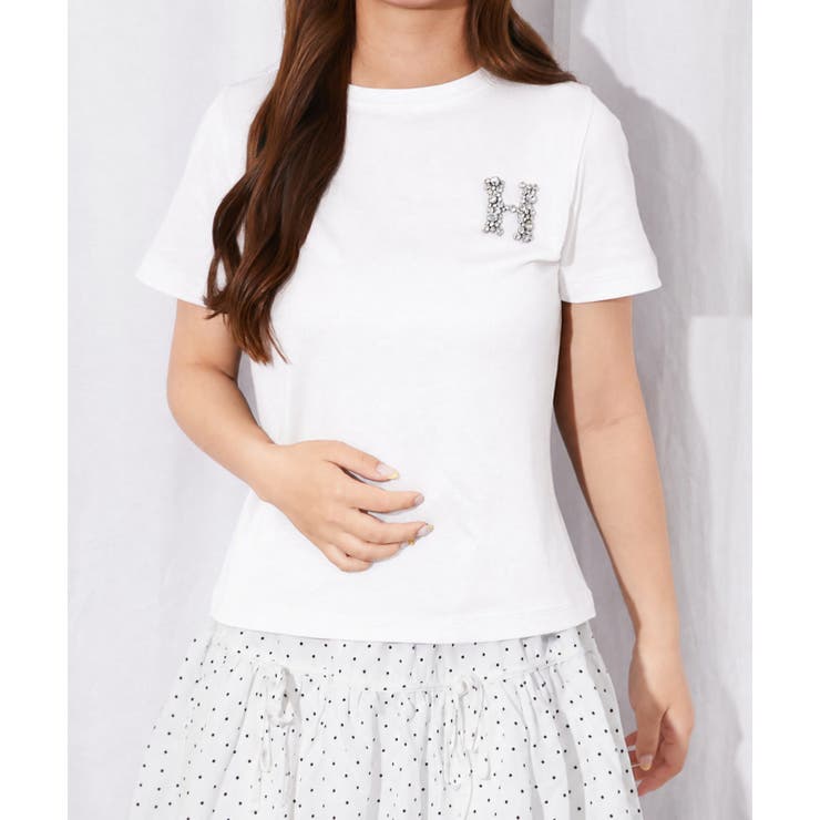 オフホワイト | 《ビジューロゴ》Ｔシャツ／カジュアル×モード／春夏／全３色 | GORGE 