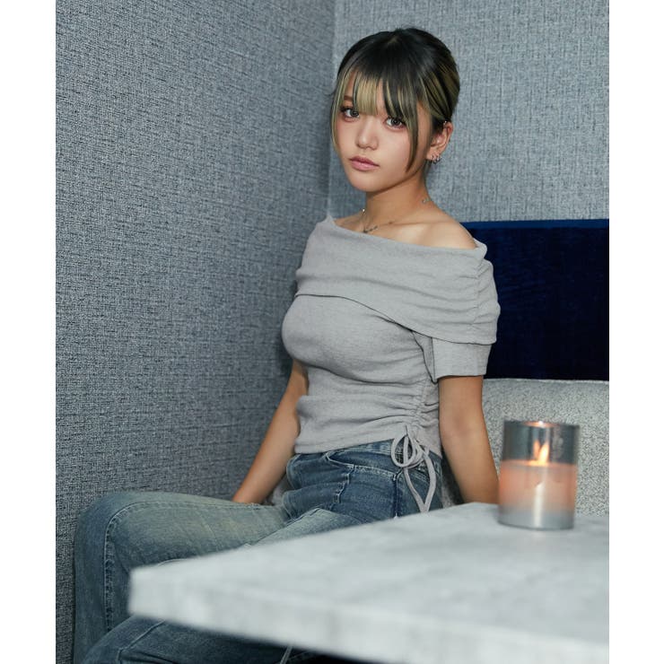 《オフショル ドロストリボン》リブカットソー フェミニン×カジュアル | GORGE  | 詳細画像6 