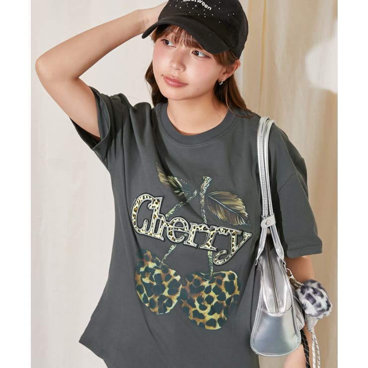 チャコール | 《レオパードチェリー×ビッグロゴ》ＢＩＧＴシャツ／ストリート／春夏／全３色 | GORGE 
