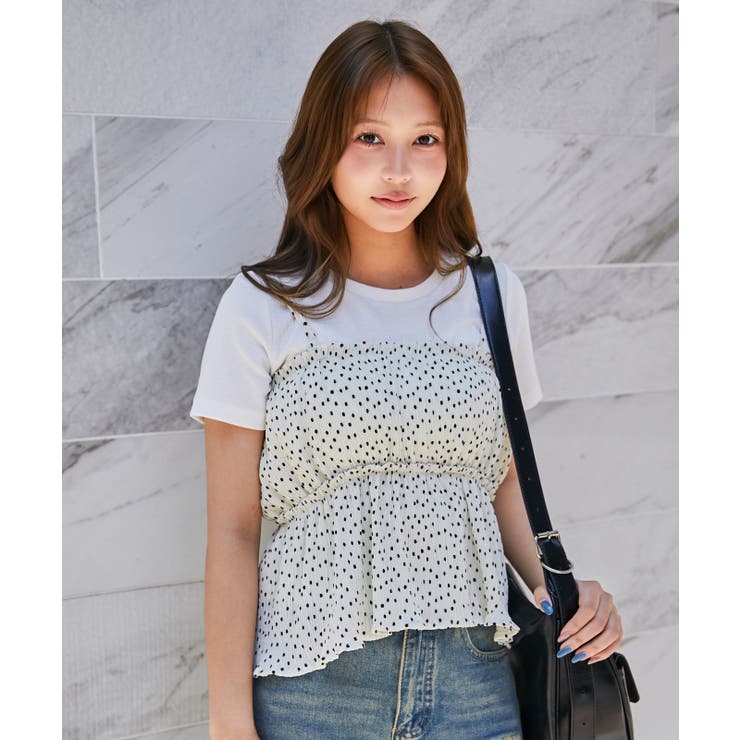 《ドット レイヤード》Ｔシャツ＆キャミセット フェミニン×カジュアル | GORGE  | 詳細画像2 