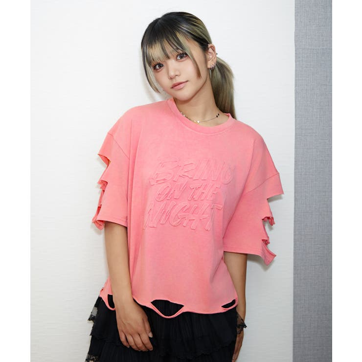 《ダメージ加工・抜け感》エンボスロゴＴシャツ／ストリート×モード／春夏／全３色 | GORGE  | 詳細画像15 
