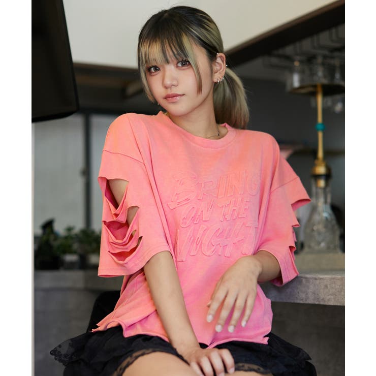 《ダメージ加工・抜け感》エンボスロゴＴシャツ／ストリート×モード／春夏／全３色 | GORGE  | 詳細画像4 