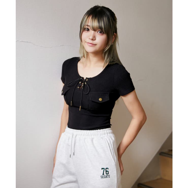 《フロントレースアップ×リブトップス》カットソー フェミニン×Ｙ２Ｋ 春夏 | GORGE  | 詳細画像9 