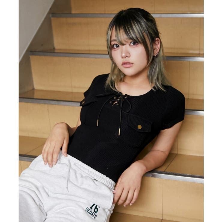 《フロントレースアップ×リブトップス》カットソー フェミニン×Ｙ２Ｋ 春夏 | GORGE  | 詳細画像6 