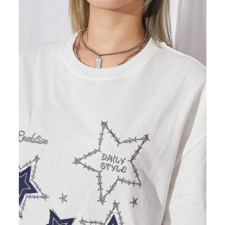 《スターモチーフ×刺繍デザイン》Ｔシャツ／カジュアル×Ｙ２Ｋ／春夏／全２色 | GORGE  | 詳細画像11 