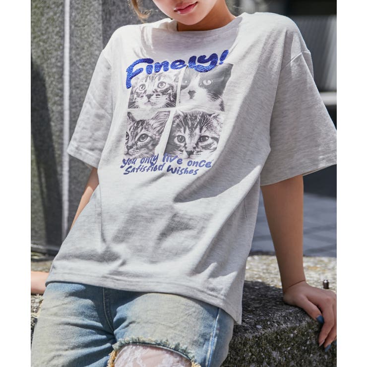 オートミール | 《ネコフォト サガラロゴ》プリントＴシャツ カジュアル×ストリート | GORGE 