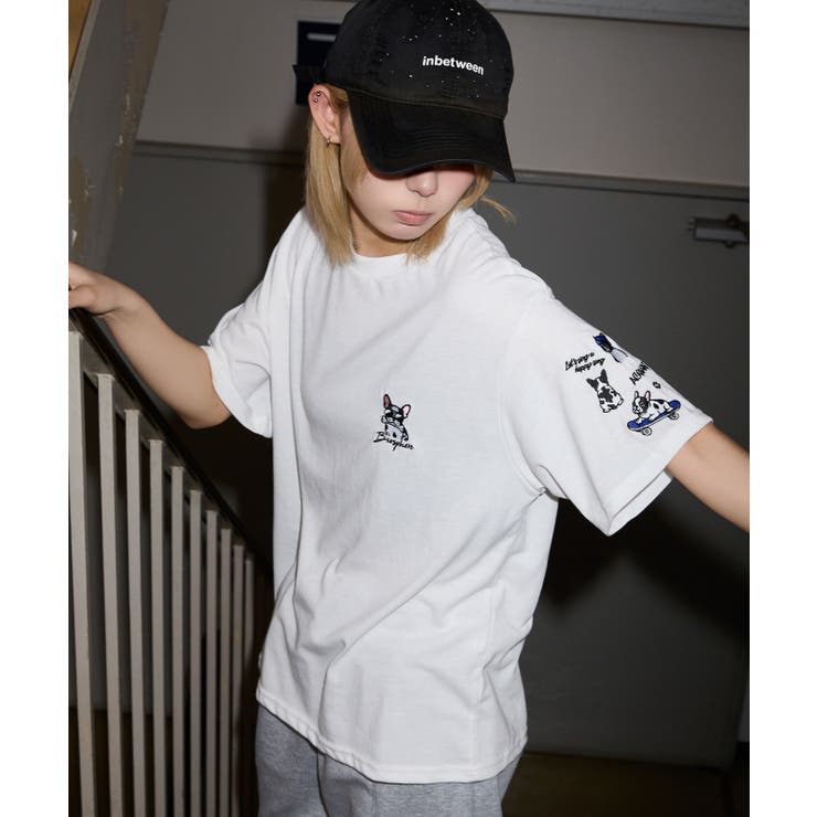 オフホワイト | 《ゆるシルエット 遊び心》袖刺しゅうアニマルアソートＴシャツ カジュアル×ストリ… | GORGE 