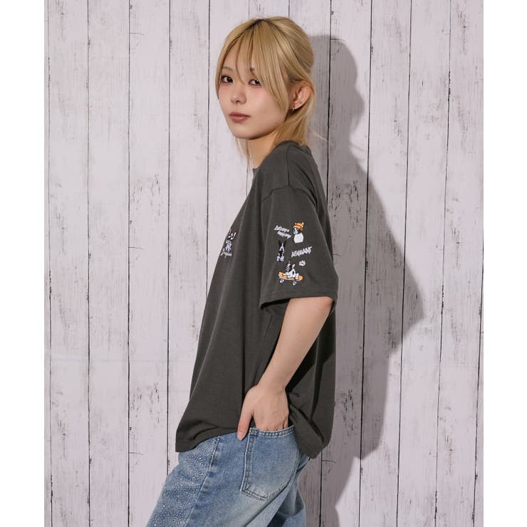 《ゆるシルエット 遊び心》袖刺しゅうアニマルアソートＴシャツ カジュアル×ストリ… | GORGE  | 詳細画像7 