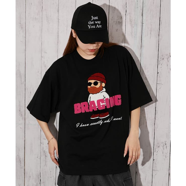 ブラック | 《ひげキャラクター×ロゴ》Ｔシャツ／ストリート／春夏秋／全４色 | GORGE 