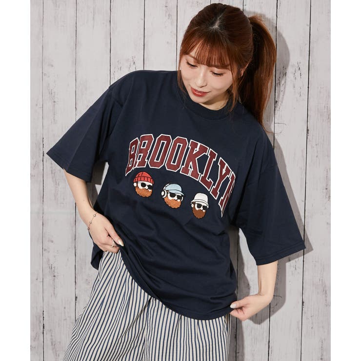 ネイビー | 《ひげキャラクター×ロゴ》Ｔシャツ／ストリート／春夏秋／全４色 | GORGE 