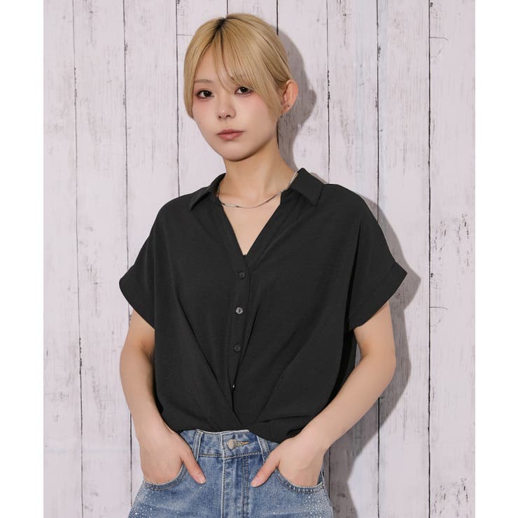 ブラック | 《さらしぼ 抜け感》タケノコスキッパーシャツ ナチュラル×リラックス | GORGE 