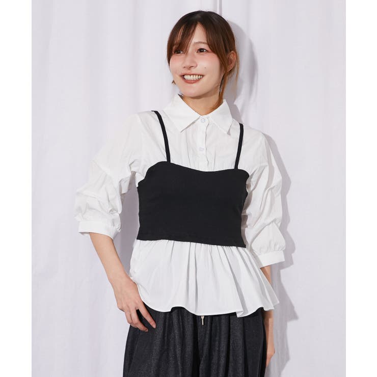 《ビスチェレイヤード・スキッパー》シャツ／フェミカジュ×トレンド／春夏／全３色 | GORGE  | 詳細画像2 