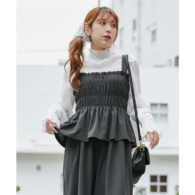 チャコール | 《シャーリングキャミオールインワン》オールインワン／カジュアル／春夏秋／全３色 | GORGE 