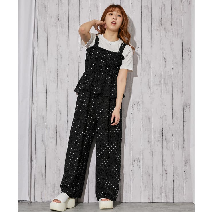 ドット | 《シャーリングキャミオールインワン》オールインワン／カジュアル／春夏秋／全３色 | GORGE 