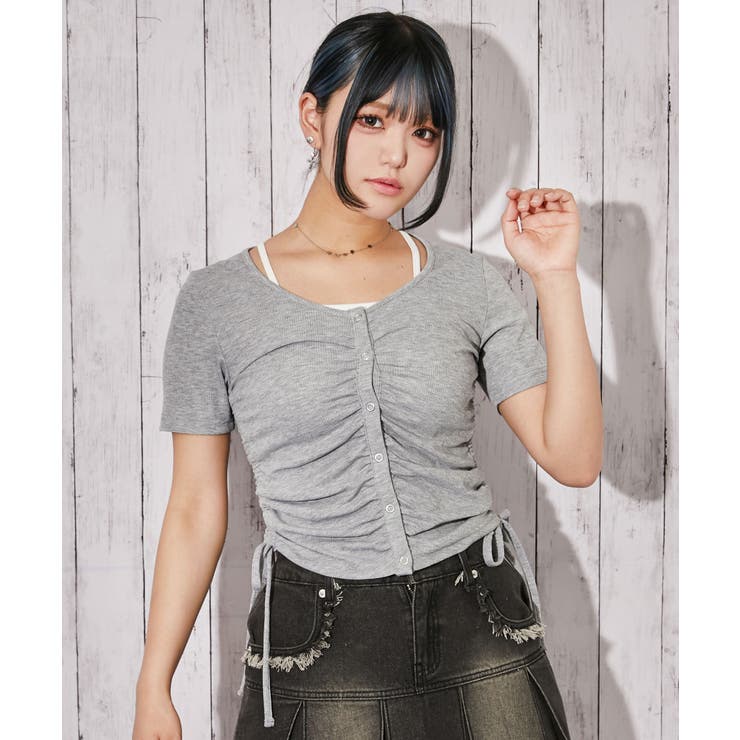 組曲　テレココサージュTシャツサイズ2 テレコ・ギャザー》カットソー／カジュアル×フェミニン／春夏／全3色
