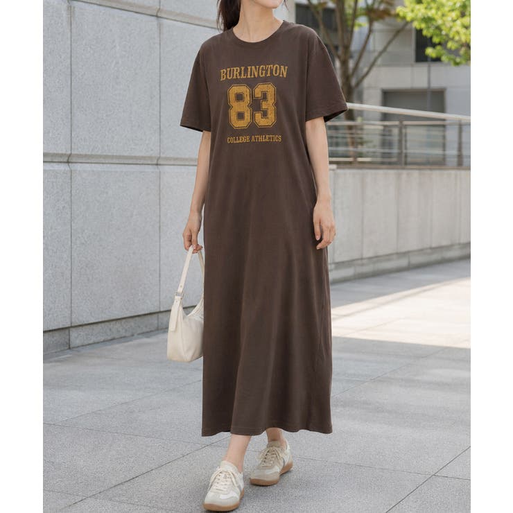 ブラウン | 《ピグメント加工 カレッジロゴ》ナンバープリントロングワンピース ストリート×カ… | GORGE 