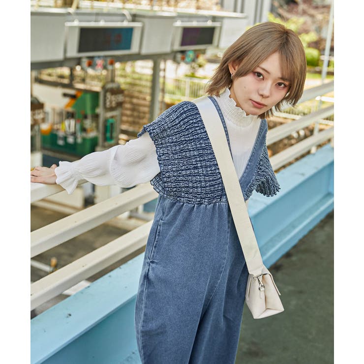 ブルー | 《シャーリングデニムオールインワン》オールインワン／カジュアル／春夏秋／全３色 | GORGE 